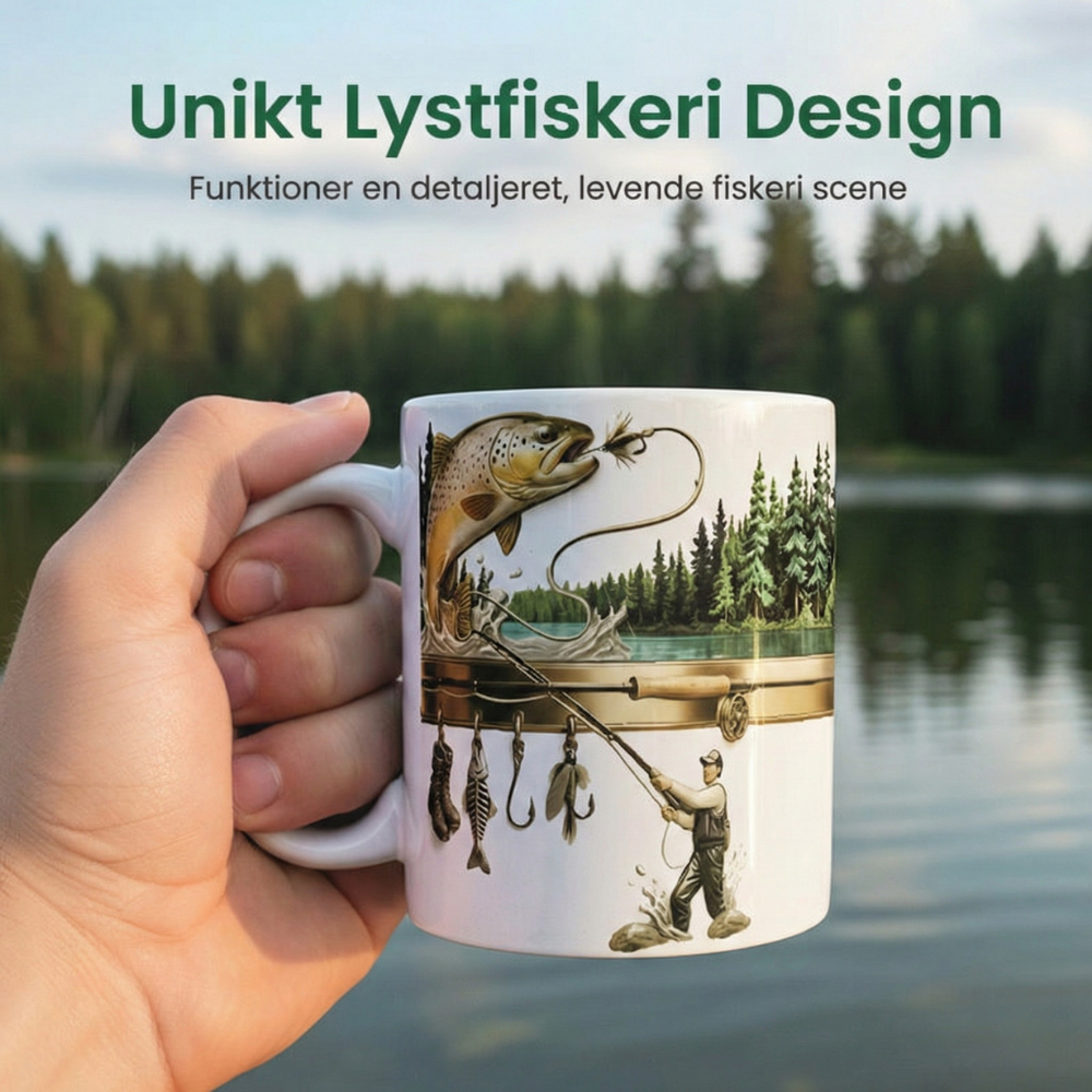 ReelBrew™ – Tazza da caffè in ceramica con scena di pesca