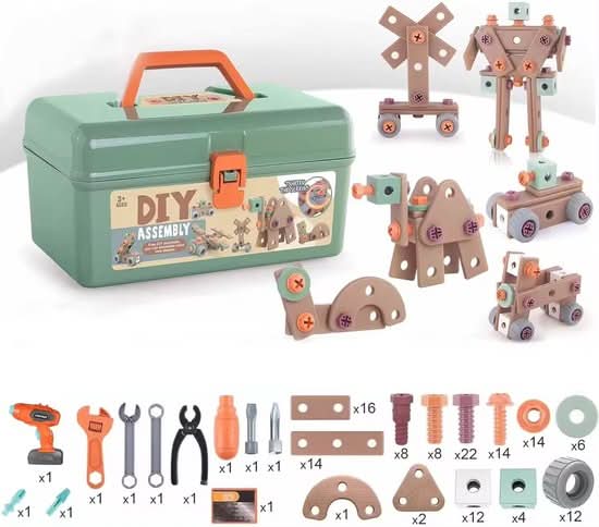 BUILDMASTER – Set di attrezzi da 100 pezzi per bambini creativi dai 3 anni in su