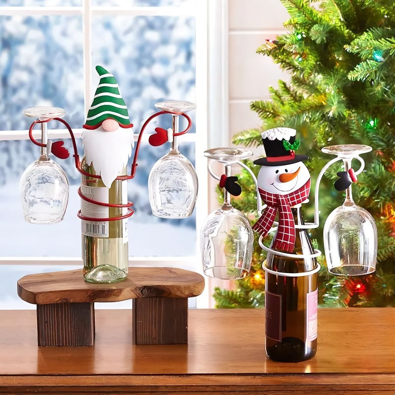 HollyHost™ – Porta-bottiglie di Vino &amp; Bicchieri di Natale