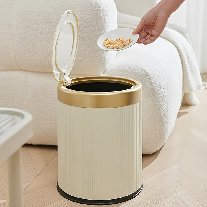 Cestino Ovali di Lusso | Contenitore per Rifiuti con Coperchio a Pressione e Doppio Secchio Interno