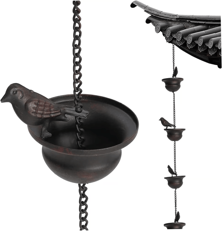 RainHaven™ – Chaîne de pluie décorative pour oiseaux