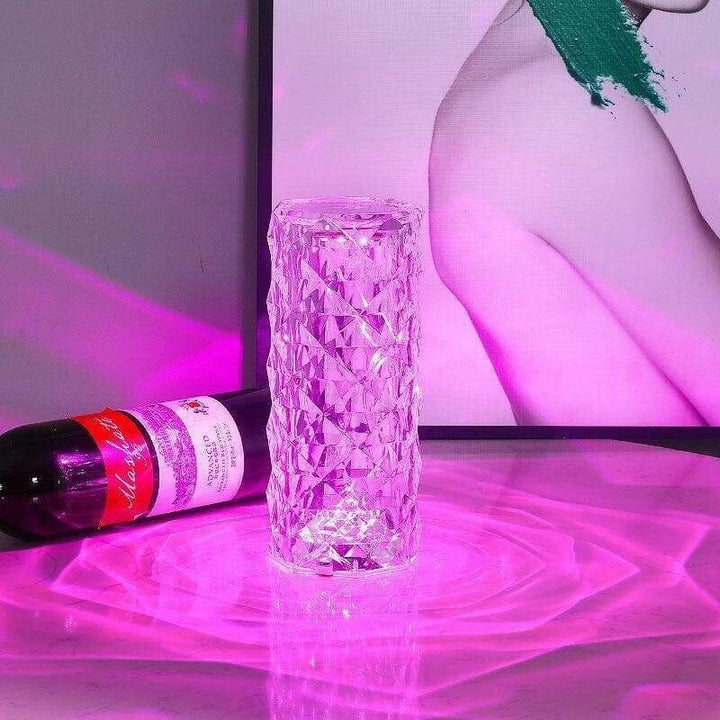 DiamondDazzle™ - Lampada da tavolo in cristallo diamante con 16 colori di raggi di rosa