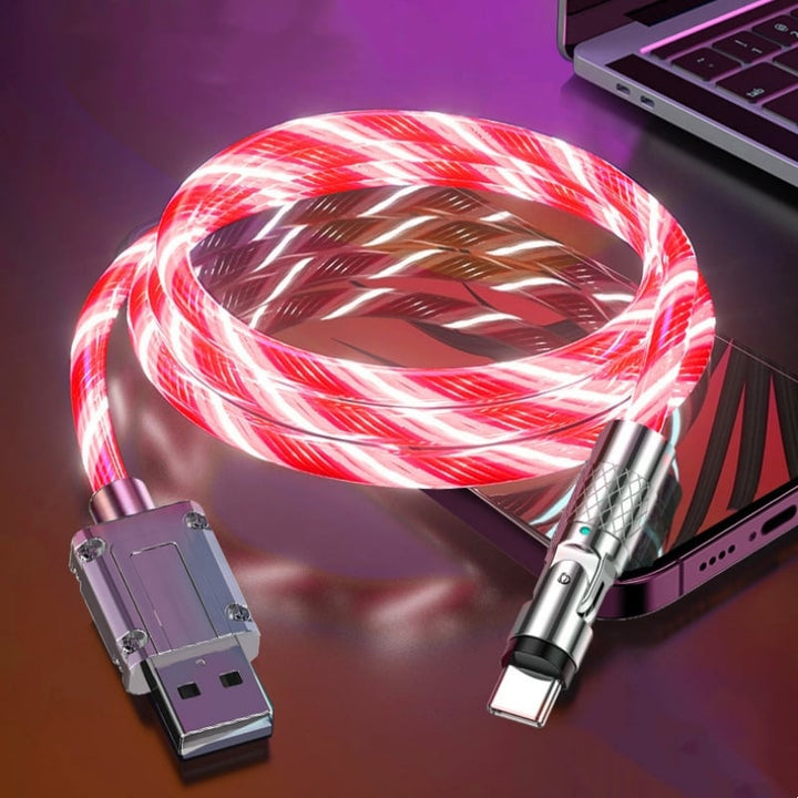 Cavo di ricarica rapida con effetto luminoso LED | Spina rotante a 540° | Cavo USB con ricarica rapida