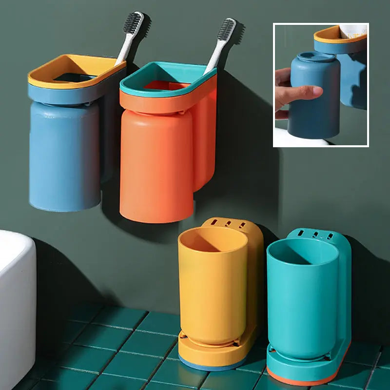 Supporto per spazzolino da denti adesivo | Plastica ABS | Con sistema di goccia | Senza foratura