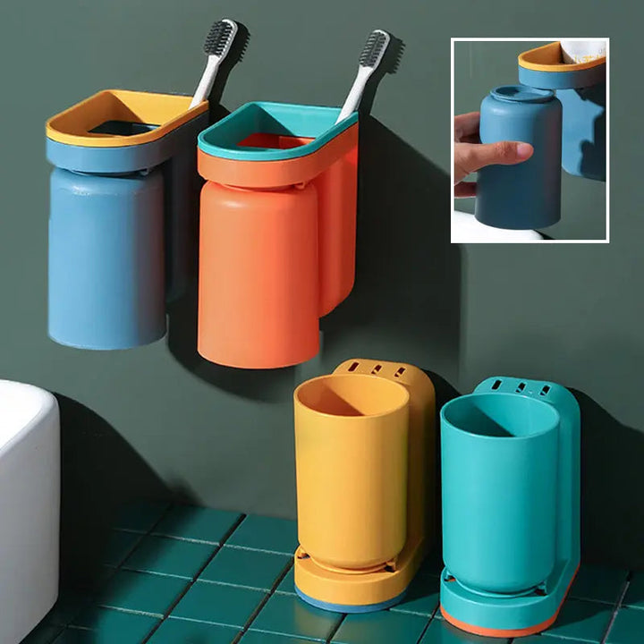 Supporto per spazzolino da denti adesivo | Plastica ABS | Con sistema di goccia | Senza foratura