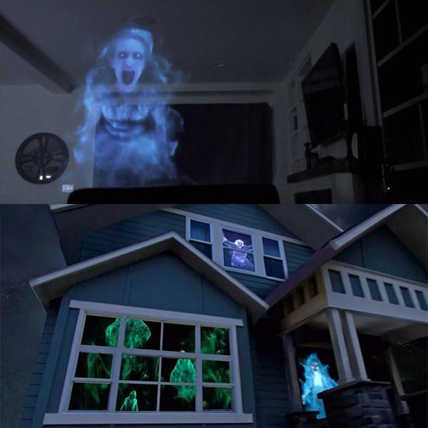 Proiettore di Halloween con schermo e treppiede | Proiezione LED olografica 3D | Resistente alle intemperie | Per Halloween e Natale