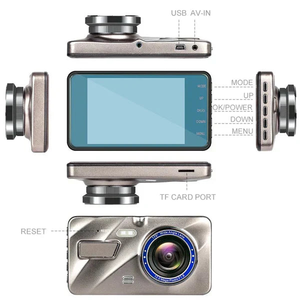 Telecamera da cruscotto anteriore e posteriore per auto con visione notturna