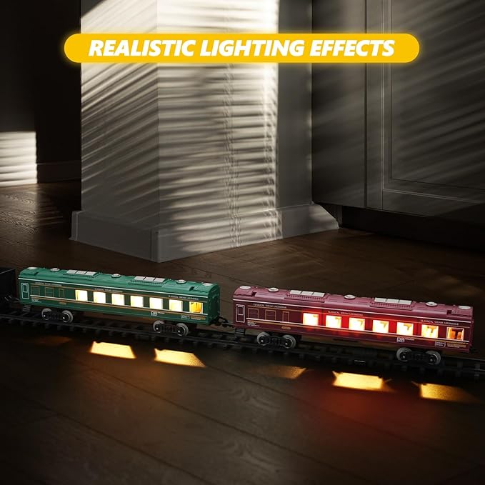 Set di treno con luce e suono - Locomotiva giocattolo interattiva per bambini, vapore elettrico a pile