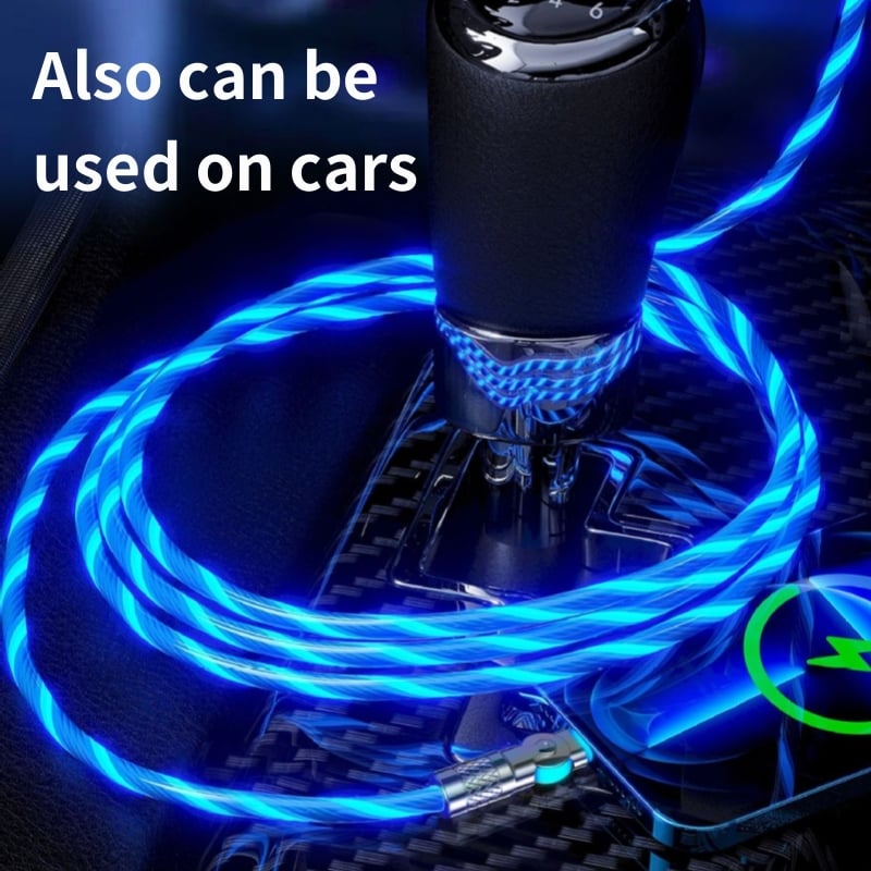 Cavo di ricarica rapida con effetto luminoso LED | Spina rotante a 540° | Cavo USB con ricarica rapida