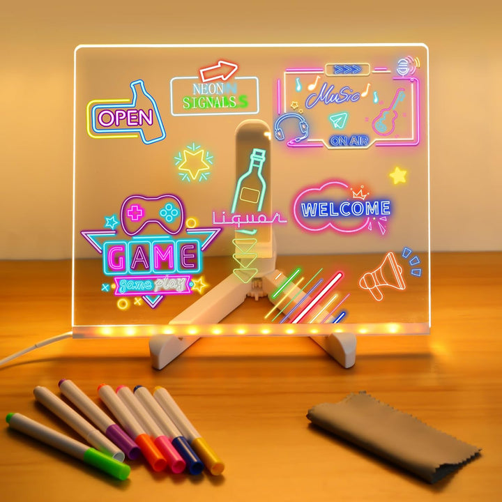 Pannello Messaggi Acrilico LED Luminoso - Tavolozza di Disegno Cancellabile USB per Bambini, Perfetto per Regali di Compleanno e Pubblicità in Bar