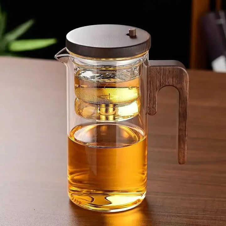 Teiera con filtro | Vetro borosilicato &amp; manico in legno | Resistente al calore