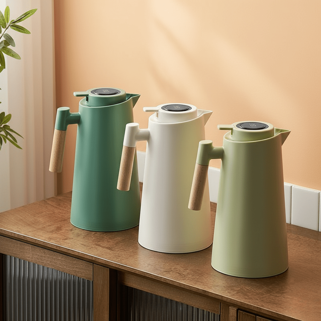 LATTEA THERMO – Thermos a doppia parete con display della temperatura e manico in legno