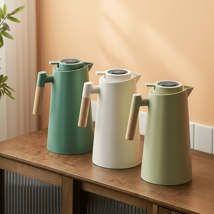 LATTEA THERMO – Thermos a doppia parete con display della temperatura e manico in legno