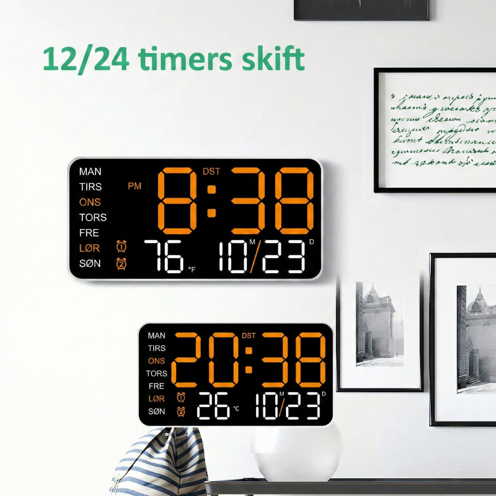 SyncTime™ – Orologio da Parete Digitale LED Controllato da Voce Moderno