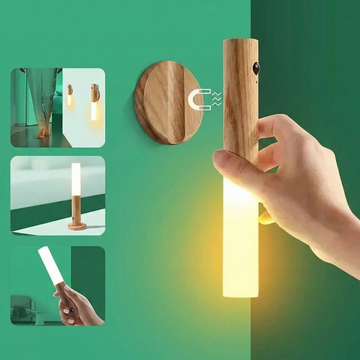 HavnLight™ – Lampada da Parete in Legno Magnetico con Rilevatore di Movimento