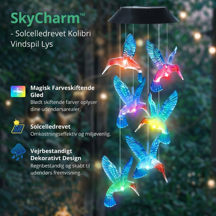 SkyCharm™ – Horloge à vent à colibri alimentée par énergie solaire