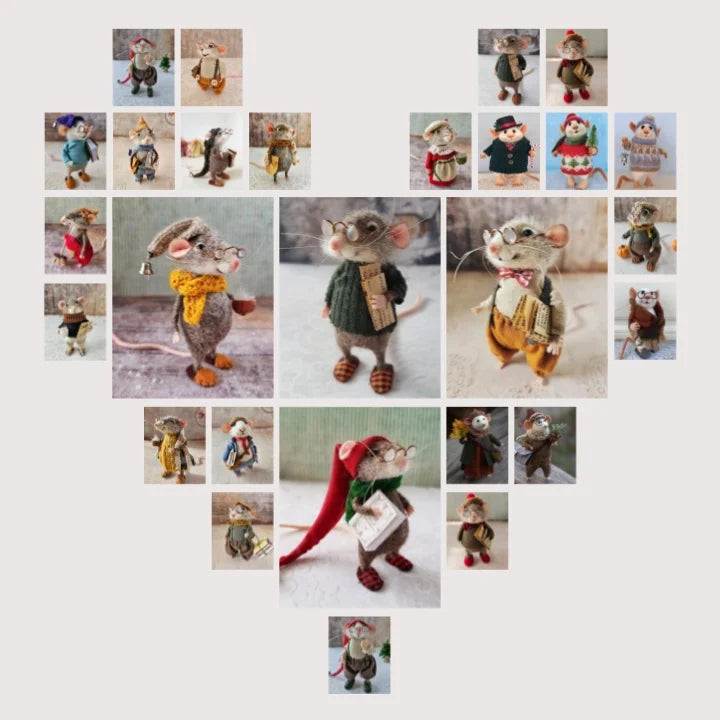 Topolino in feltro fatto a mano | Decorazione di Natale &amp; idea regalo | Feltro a ago in lana &amp; tessuto | Duraturo