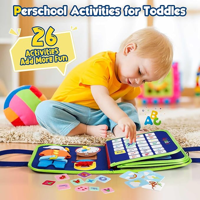 Tavola Montessori per Bambini Piccoli - Giocattolo Attivo per Sviluppo delle Abilità Motorie, Perfetto Regalo di Natale per Età 1-4