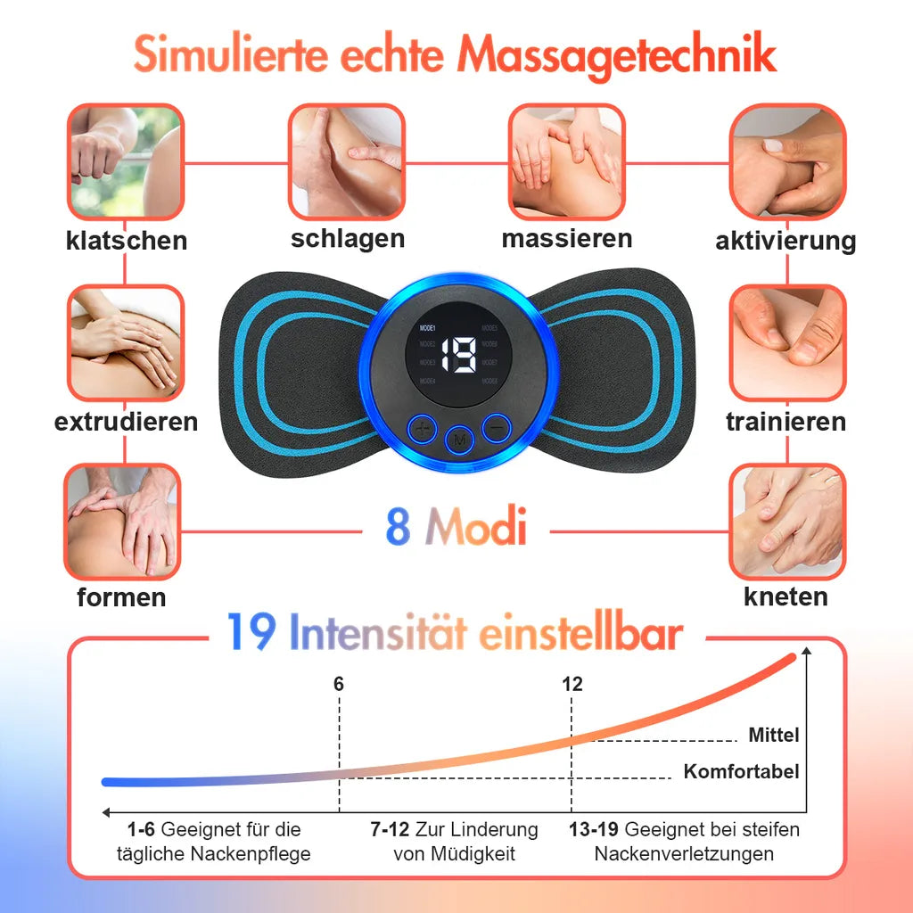 Apparecchio per massaggi elettrico | Massaggio del collo e della schiena | 15 livelli di intensità | Portatile e ricaricabile