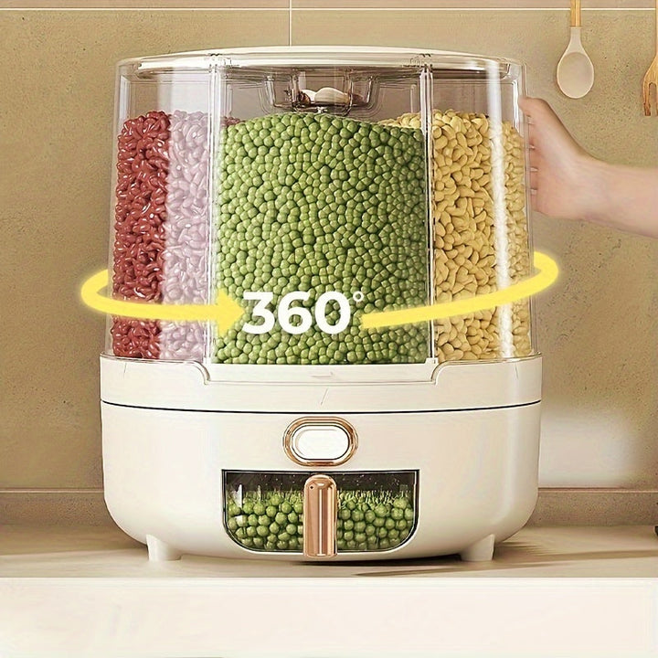 Contenitore per Alimenti Ermetico Rotante | Dispenser per Cereali e Grani a Grande Capacità con Design a 360°