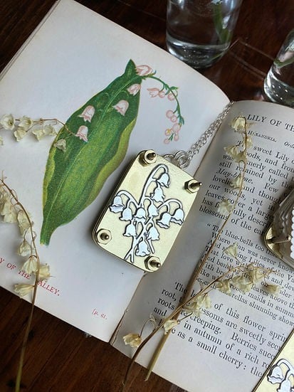 Micro-pressa per fiori | Fatto a mano in argento e ottone | Include 10 fogli di carta per erbario