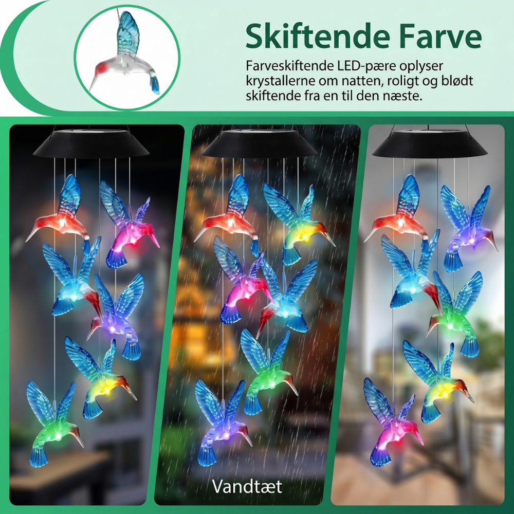 SkyCharm™ – Horloge à vent à colibri alimentée par énergie solaire