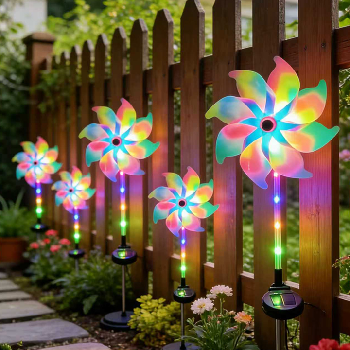 ColorTwirl™ – Turbina eolica a energia solare con luce arcobaleno per il giardino
