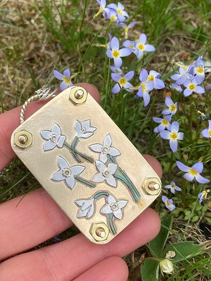 Micro-pressa per fiori | Fatto a mano in argento e ottone | Include 10 fogli di carta per erbario