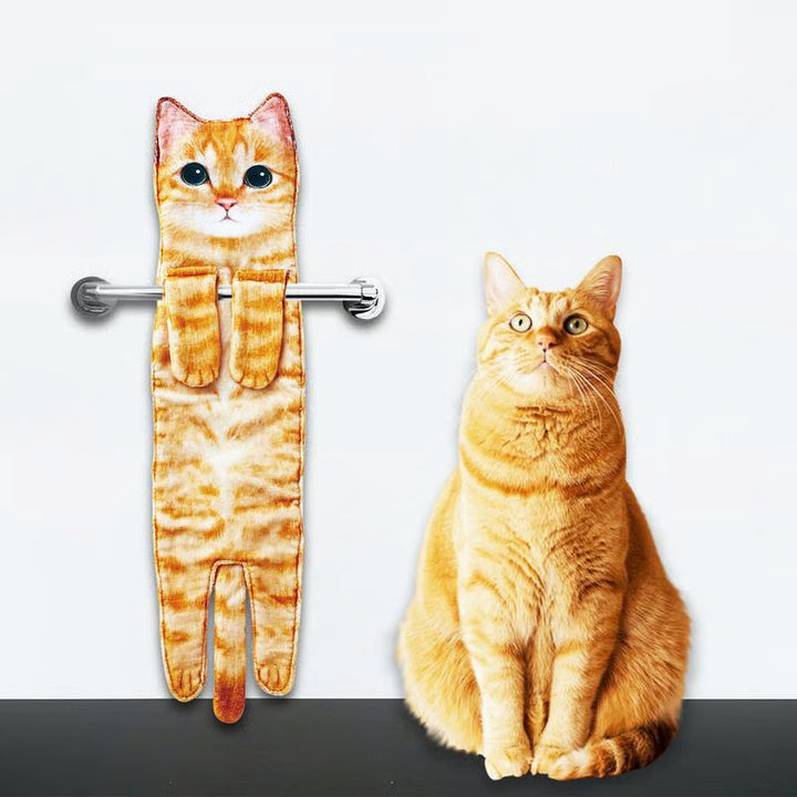 CozyPurr™ – Asciugamano in Pile Appeso con Motivo di Gatto