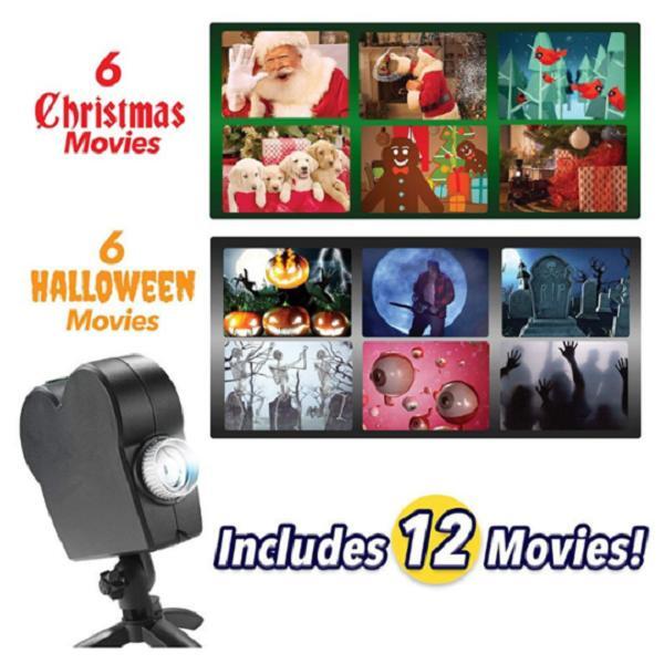 Proiettore di Halloween con schermo e treppiede | Proiezione LED olografica 3D | Resistente alle intemperie | Per Halloween e Natale