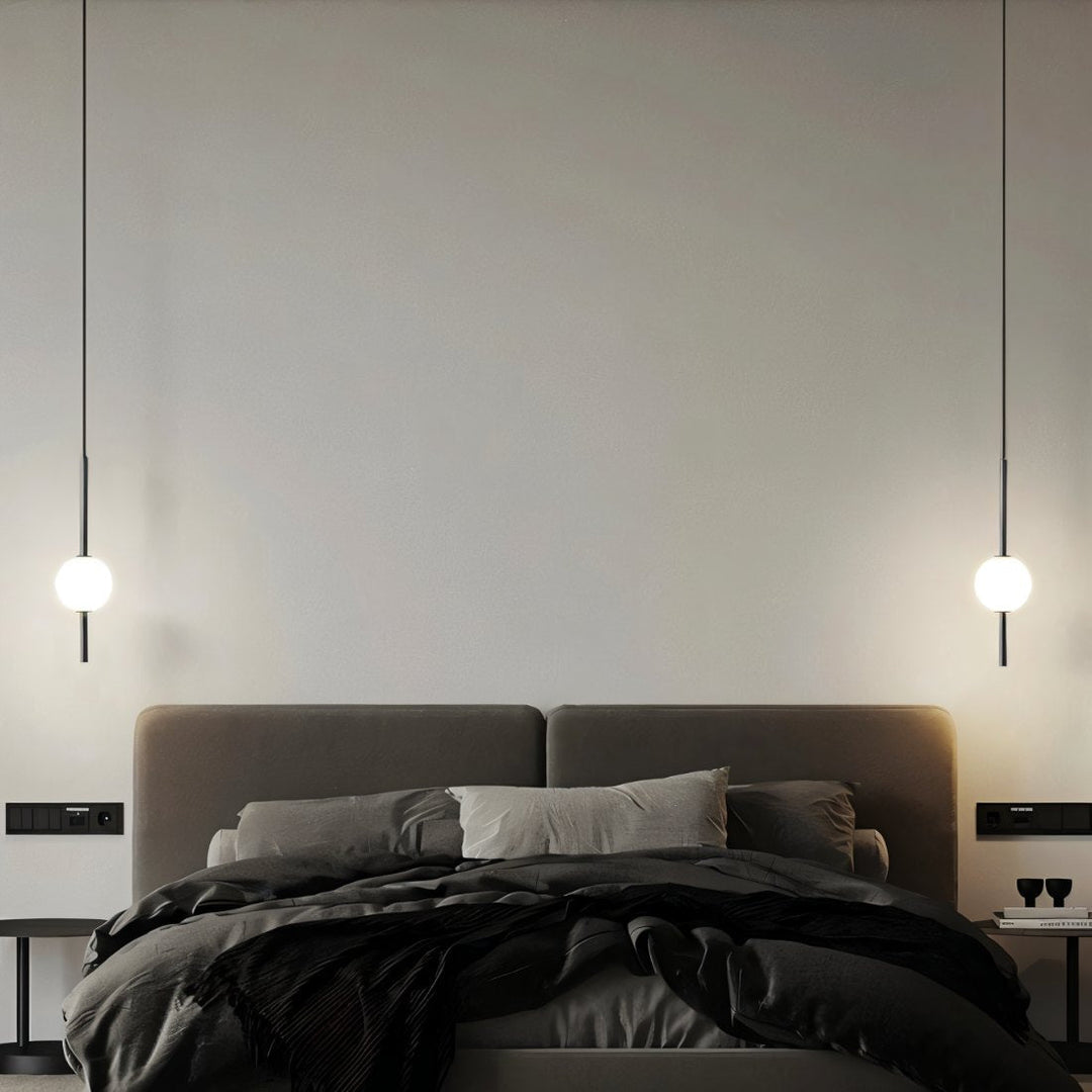AcryLuma: Lampada a sospensione a sfera nordica in acrilico e metallo – per camere da letto e zone pranzo