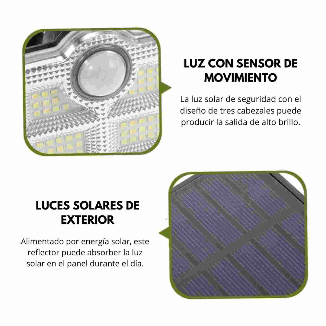 Proiettore LED solare con rilevatore di movimento | 200W di potenza | Resistente alle intemperie