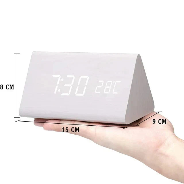 Orologio Sveglia Smart LED | Design Moderno in Legno con Controllo Vocale