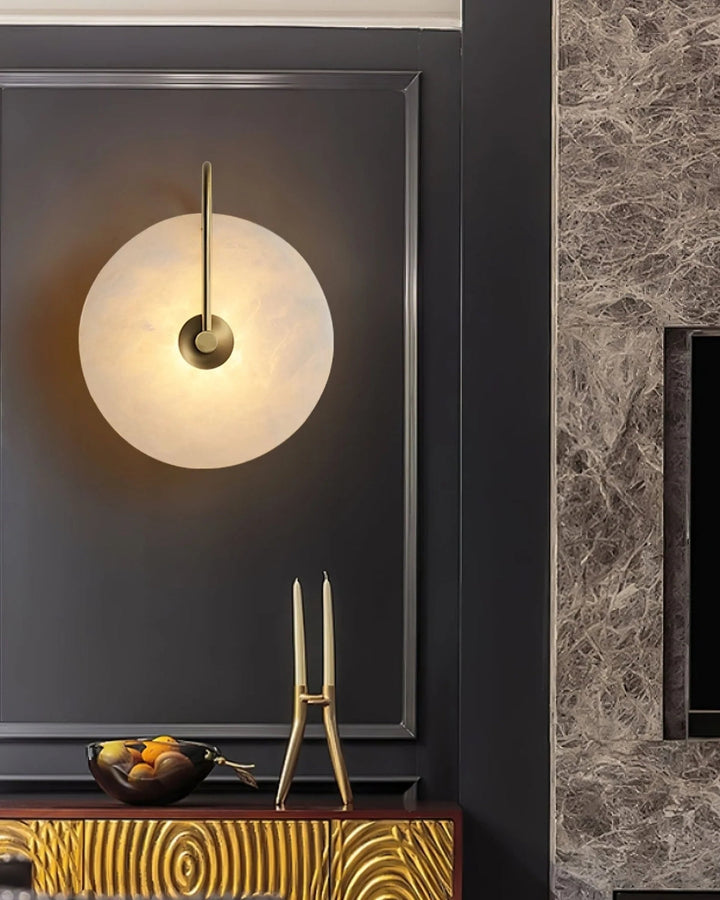 AlbaCiré: Moderno Applique LED in Alabastro dal design circolare – per camera da letto e soggiorno