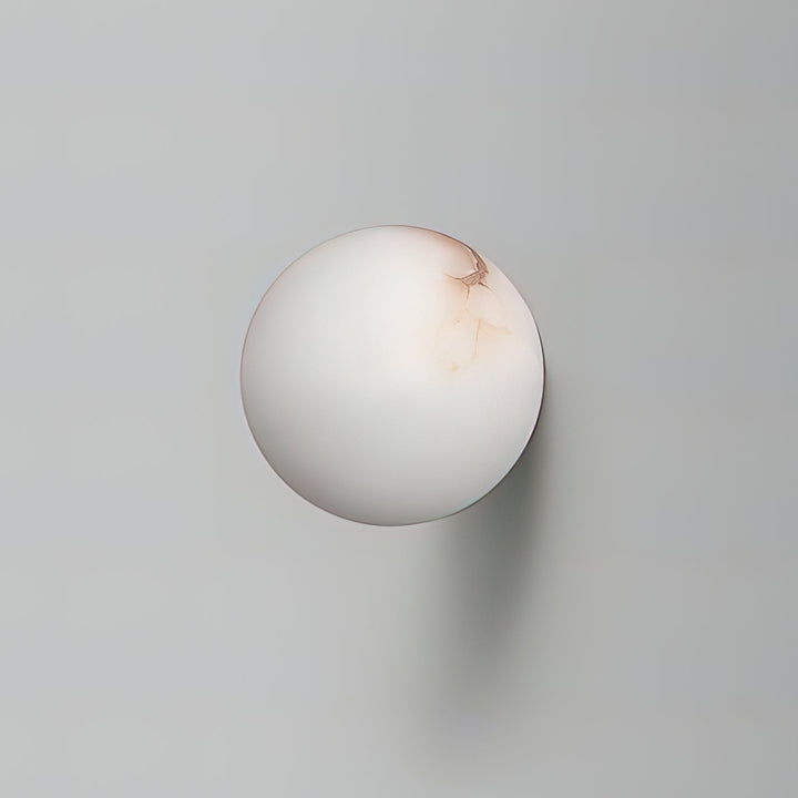 AlbaGlobus: Applique rotonda LED 1-fiamma con sfera in vetro di alabastro e telaio in ferro – per corridoio e soggiorno