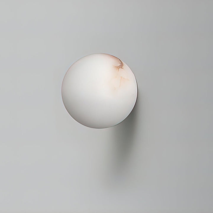 AlbaGlobus: Applique rotonda LED 1-fiamma con sfera in vetro di alabastro e telaio in ferro – per corridoio e soggiorno