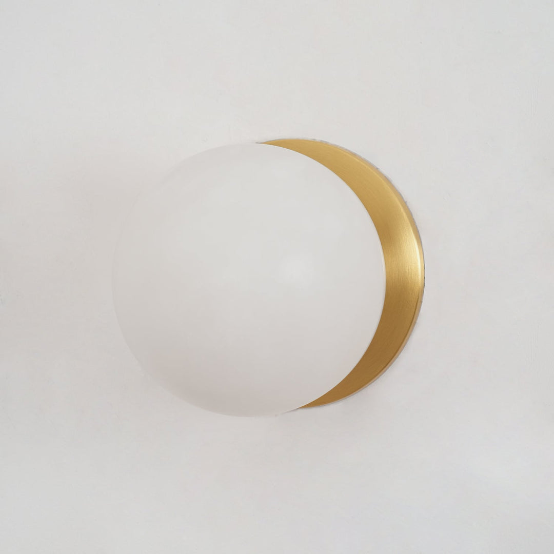AlbaGlobus: Applique rotonda LED 1-fiamma con sfera in vetro di alabastro e telaio in ferro – per corridoio e soggiorno