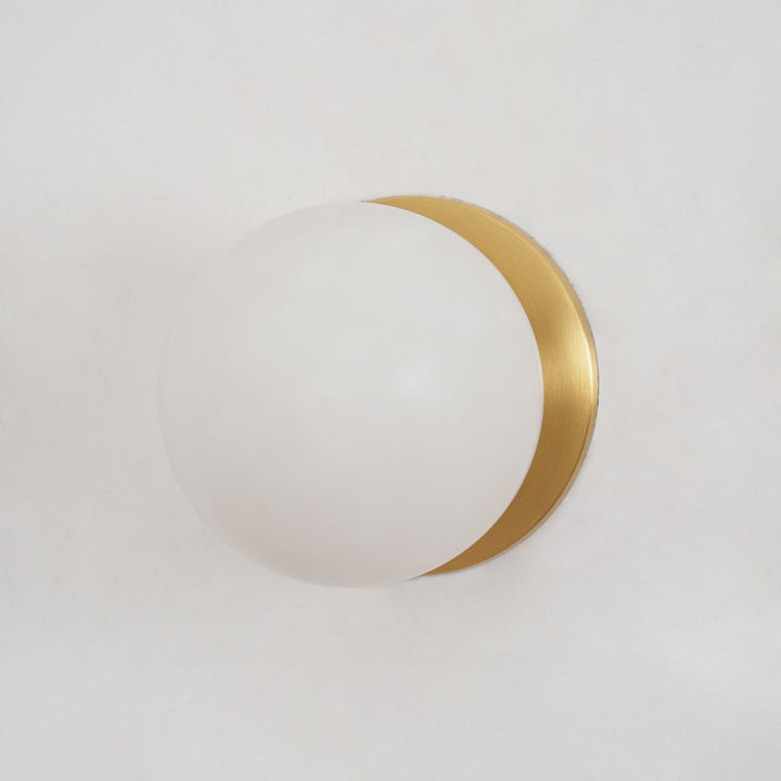 AlbaGlobus: Applique rotonda LED 1-fiamma con sfera in vetro di alabastro e telaio in ferro – per corridoio e soggiorno