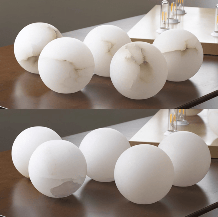 AlbaGlobus: Applique rotonda LED 1-fiamma con sfera in vetro di alabastro e telaio in ferro – per corridoio e soggiorno