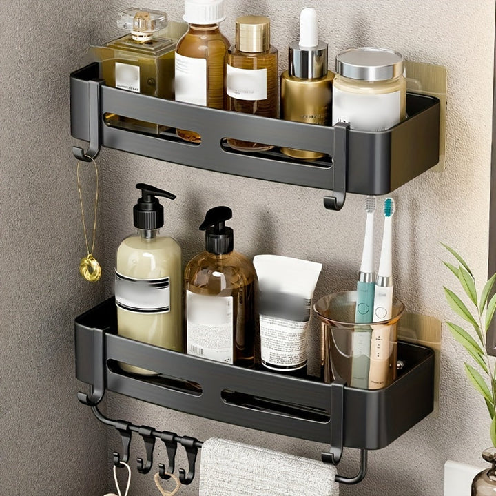 AluEcke: Mensole da bagno – mensola angolare in alluminio durevole, sospesa e salvaspazio per cosmetici e prodotti per la cura