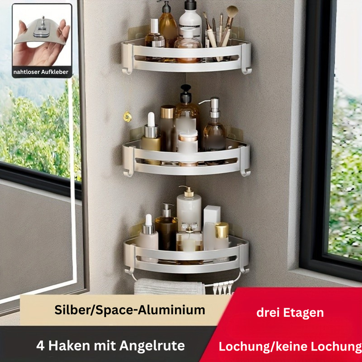 AluEcke: Mensole da bagno – mensola angolare in alluminio durevole, sospesa e salvaspazio per cosmetici e prodotti per la cura