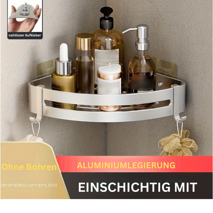 AluEcke: Mensole da bagno – mensola angolare in alluminio durevole, sospesa e salvaspazio per cosmetici e prodotti per la cura