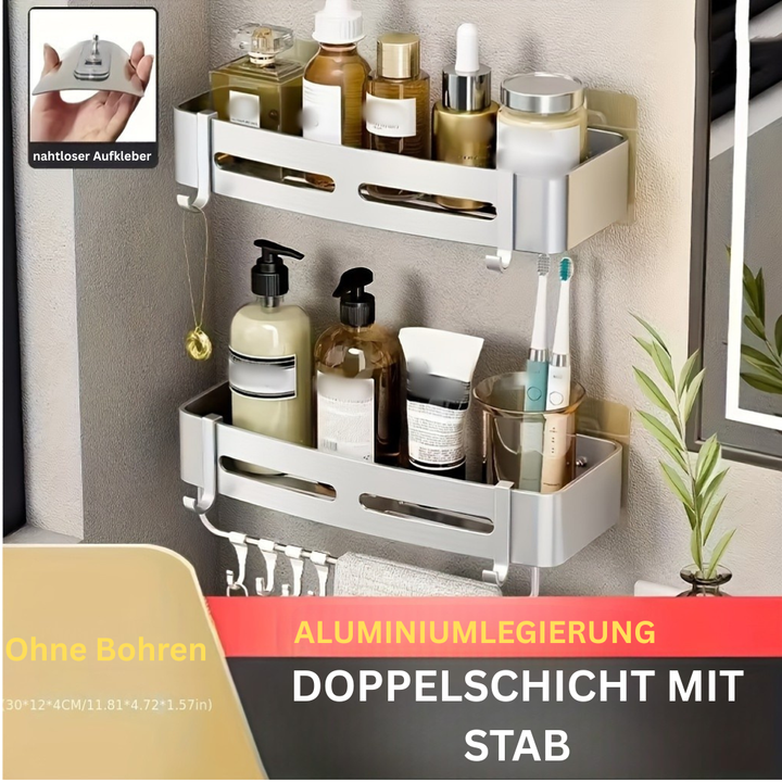 AluEcke: Mensole da bagno – mensola angolare in alluminio durevole, sospesa e salvaspazio per cosmetici e prodotti per la cura