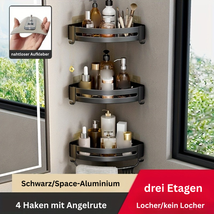 AluEcke: Mensole da bagno – mensola angolare in alluminio durevole, sospesa e salvaspazio per cosmetici e prodotti per la cura