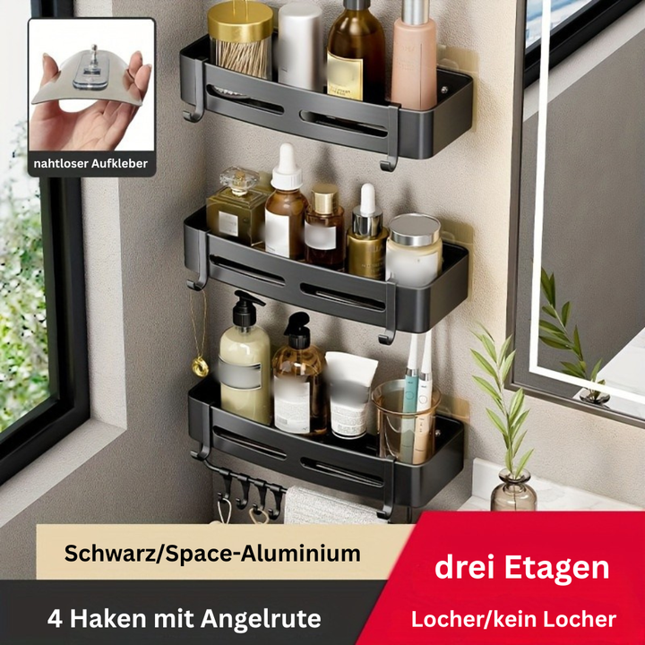 AluEcke: Mensole da bagno – mensola angolare in alluminio durevole, sospesa e salvaspazio per cosmetici e prodotti per la cura