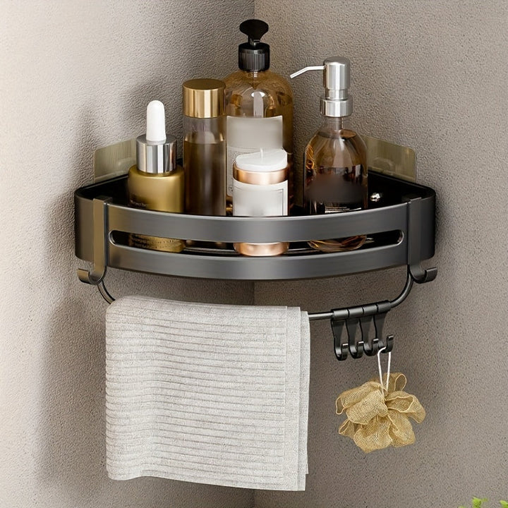 AluEcke: Mensole da bagno – mensola angolare in alluminio durevole, sospesa e salvaspazio per cosmetici e prodotti per la cura