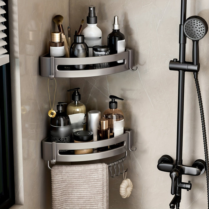 AluEcke: Mensole da bagno – mensola angolare in alluminio durevole, sospesa e salvaspazio per cosmetici e prodotti per la cura