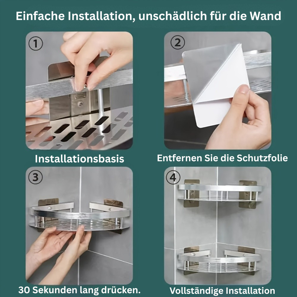 AluStark: Mensola da parete per bagno – mensola angolare in alluminio moderno, multifunzionale e salvaspazio senza forare per l&
