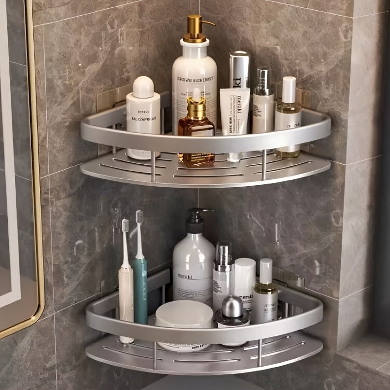 AluStark: Mensola da parete per bagno – mensola angolare in alluminio moderno, multifunzionale e salvaspazio senza forare per l&