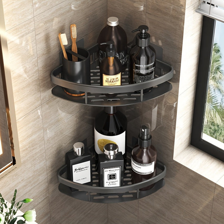 AluStark: Mensola da parete per bagno – mensola angolare in alluminio moderno, multifunzionale e salvaspazio senza forare per l&